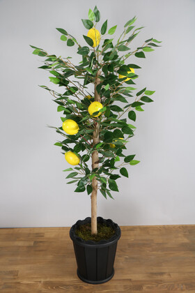Yapay Çiçek Deposu - Yapay Ucuz Limon Ağacı 140 cm Ahşap Saksılı