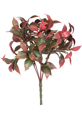 Yapay Çiçek Deposu - Yapay Sivri Yaprak Yeşillik Demeti 26 cm Yeşil Kızıl