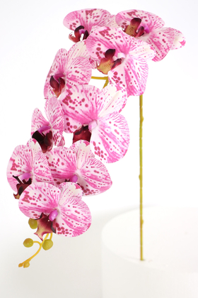 Yapay Çiçek Deposu - Yapay Dal Baskılı Orkide Çiçeği 88 cm Fuşya Beyaz