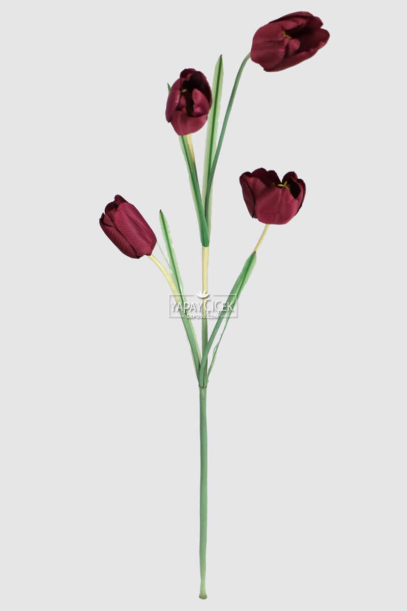 Yapay Çiçek Uzun Dal 4 lü Lale 110 cm Bordo