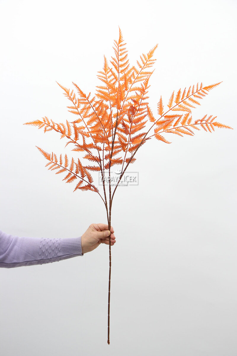 Yapay Retro Uzun Eğrelti Dalı 100 Cm Turuncu