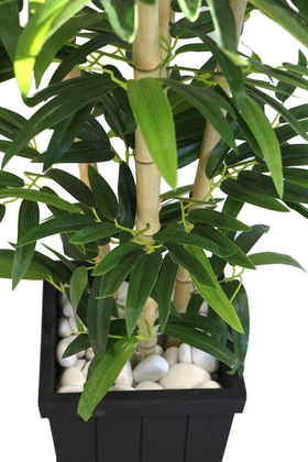 Yapay Yapraklı Ahşap Saksıda Bambu Ağacı Tanzim 5 Gövdeli 130 cm - Thumbnail
