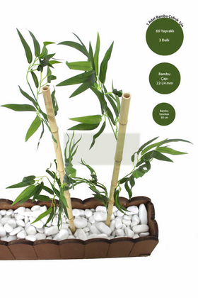 Gerçek Bambu Yapay Yeşil Yapraklı 80 cm - Yapay Çiçek Deposu
