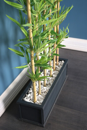 Kırçıllı Yaprak 6 Çubuklu Gri Saksıda Bambu Seperatör (20x70x160cm) - Thumbnail