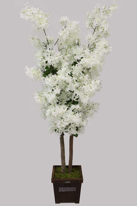Yapay Çiçek Deposu - Ahşap Saksıda Yapay Yasemin Ağacı 140 cm