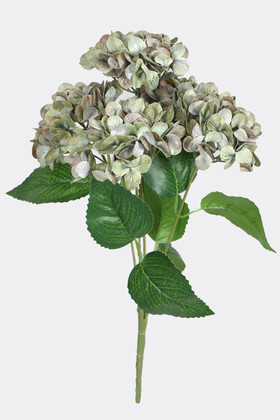 Yapay Çiçek Deposu - Yapay Lüx 5 Dallı Islak Ortanca Demeti 45 cm Pastel Yeşil