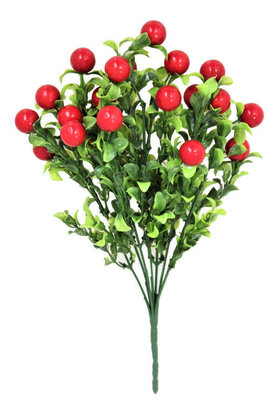 Yapay Çiçek Deposu - Yapay Yeşillik Ara Dal Kiraz Demeti 35 cm