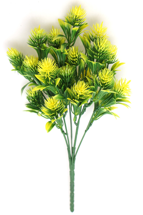 Yapay Çiçek Deposu - Yapay Yumuşak Dikenli Yeşillik Demeti Sarı