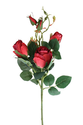 Yapay Çiçek Deposu - Yapay Zarif Goncalı Gül Dalı 52 cm Kırmızı
