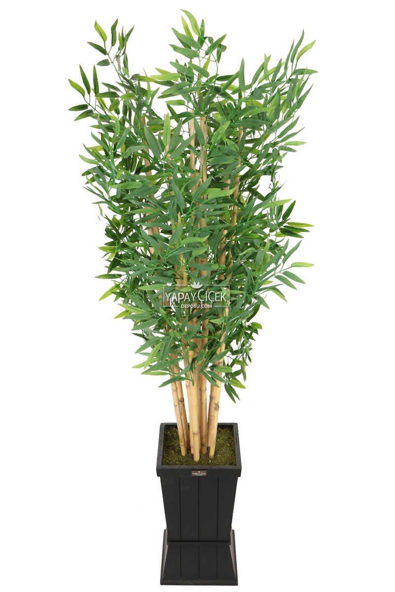 Ahşap Saksıda Yapay Bambu Ağacı 9 Çubuklu 180 Cm