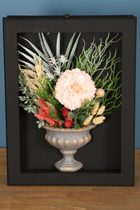 Yapay Çiçek Deposu - Dekoratif Çiçekli Çerçeve Tablo 28cmx37cm Kod:105