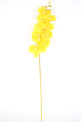 Yapay Dal Baskılı Orkide Çiçeği 88 cm Sarı - Thumbnail