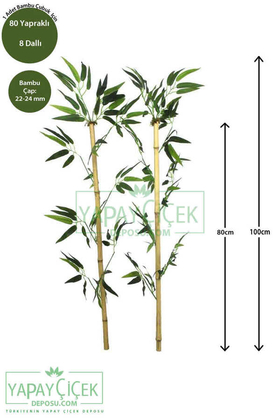 100 cm Yapay 8 Dal Yapraklı Doğal Bambu Tip14 - Yapay Çiçek Deposu