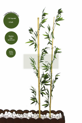 Gerçek Bambu Yapay Yeşil Yapraklı 150 cm - Yapay Çiçek Deposu