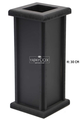 Yapay Çiçek Deposu - 30 cm Siyah Ahşap Vazo Trend Model