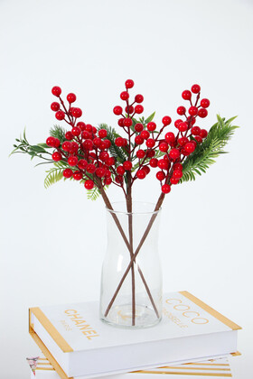 Yeni yıl Çiçeği Garnitürlü Yılbaşı Dalı Yapay Çiçek 35 cm(3lü Set) - Yapay Çiçek Deposu