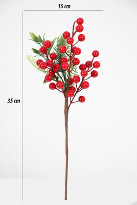Yeni yıl Çiçeği Garnitürlü Yılbaşı Dalı Yapay Çiçek 35 cm(3lü Set) - 5