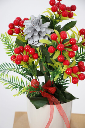 Yapay Yılbaşı Kokina Masa Dekoru 30 cm(Krem Saksılı) - 2
