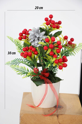 Yapay Yılbaşı Kokina Masa Dekoru 30 cm(Krem Saksılı) - 3