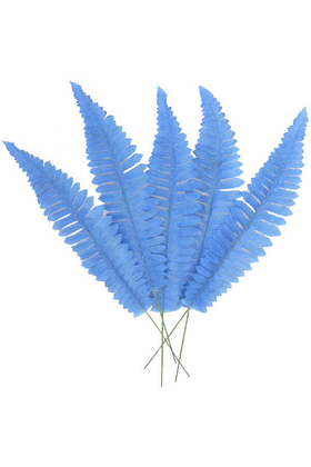 Yapay Çiçek Deposu - 5 Adet Kumaş Yapay Fujer Yaprağı Mavi