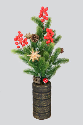 Yapay Çiçek Deposu - Yılbaşı Çam Ağacı Yapay Süslü Yeni Yıl Ağacı 55 cm