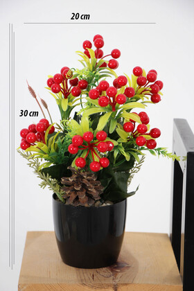 Yapay Yılbaşı Kokina Masa Dekoru 30 cm(Siyah Saksılı) - 3