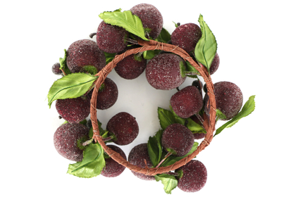 Büyük Boy Dekoratif Meyveli Duvar Süsü - Mum Altlığı Çap 18cm Bordo - 3